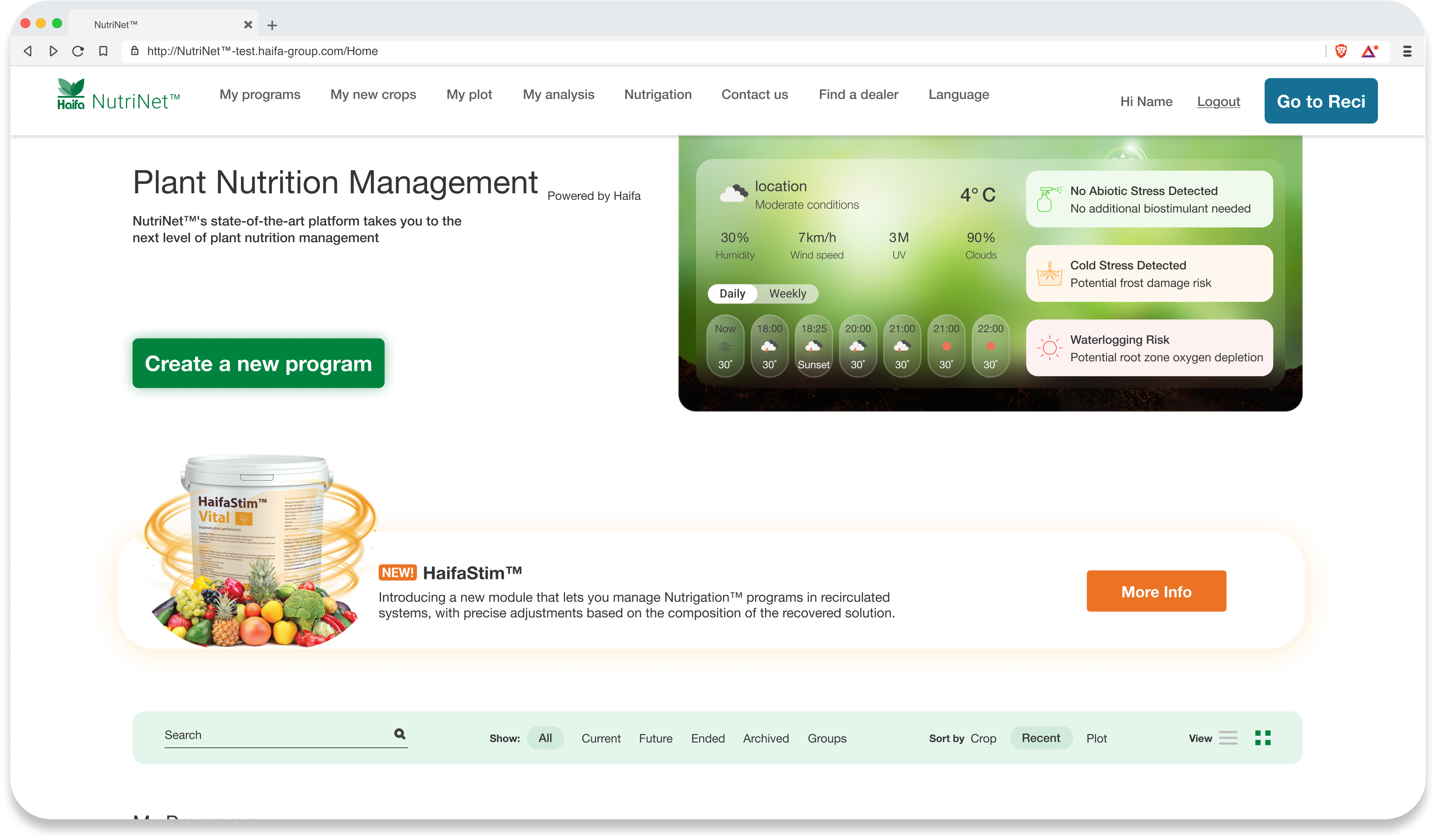 NutriNet — AgTech Platform Interface